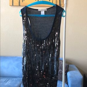 Blue sequin tank top